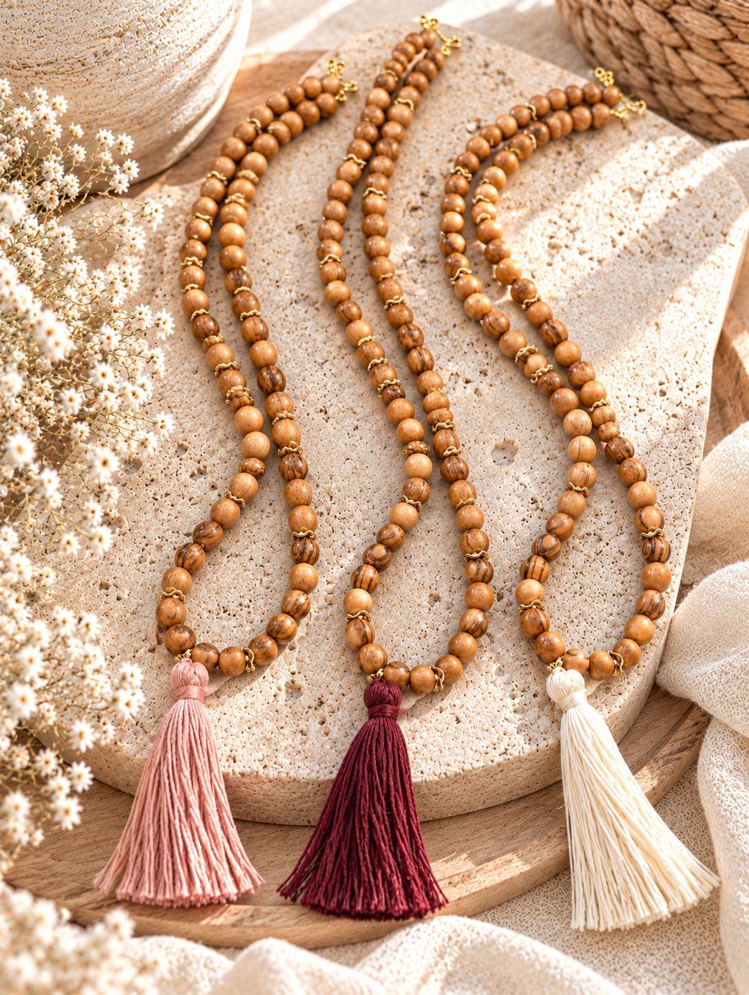Long Olivewood w/Tassel Necklace