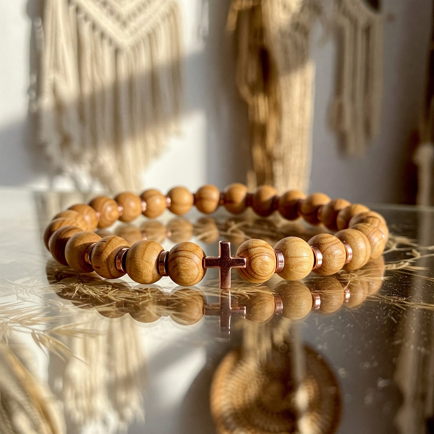 Israeli Olive Wood & Rose Gold bracelet