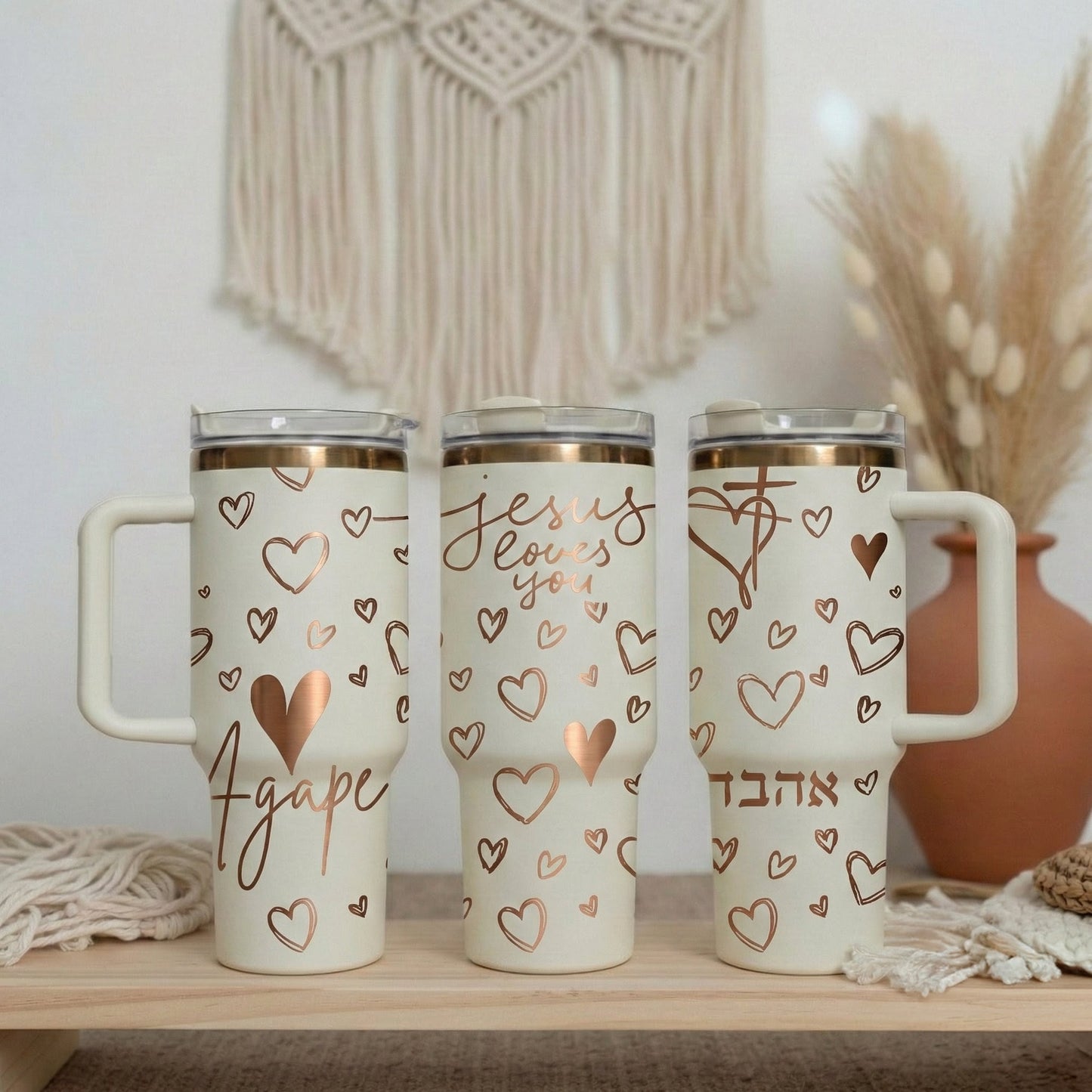 "Jesus Loves you" Agape 40 oz laser engraved tumbler