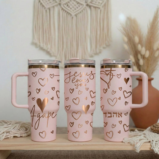 "Jesus Loves you" Agape 40 oz laser engraved tumbler