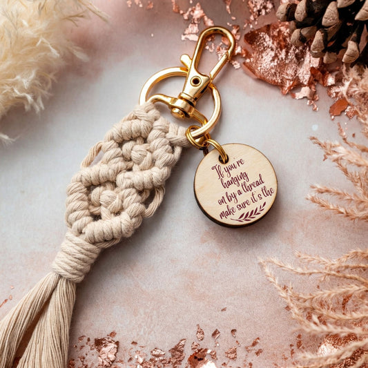 Hem of His Garment Macrame Keychain