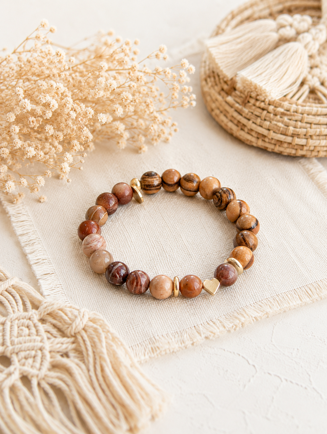 Everlasting Love Jerusalem Olive Wood Bracelet | Gold Heart Christian Bracelet – Jeremiah 31:3