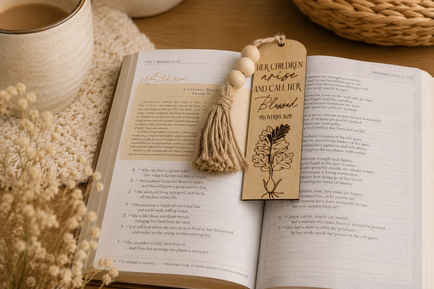 Proverbs 31 Engraved Wooden Bookmark | Christian Bible Bookmark for Women
