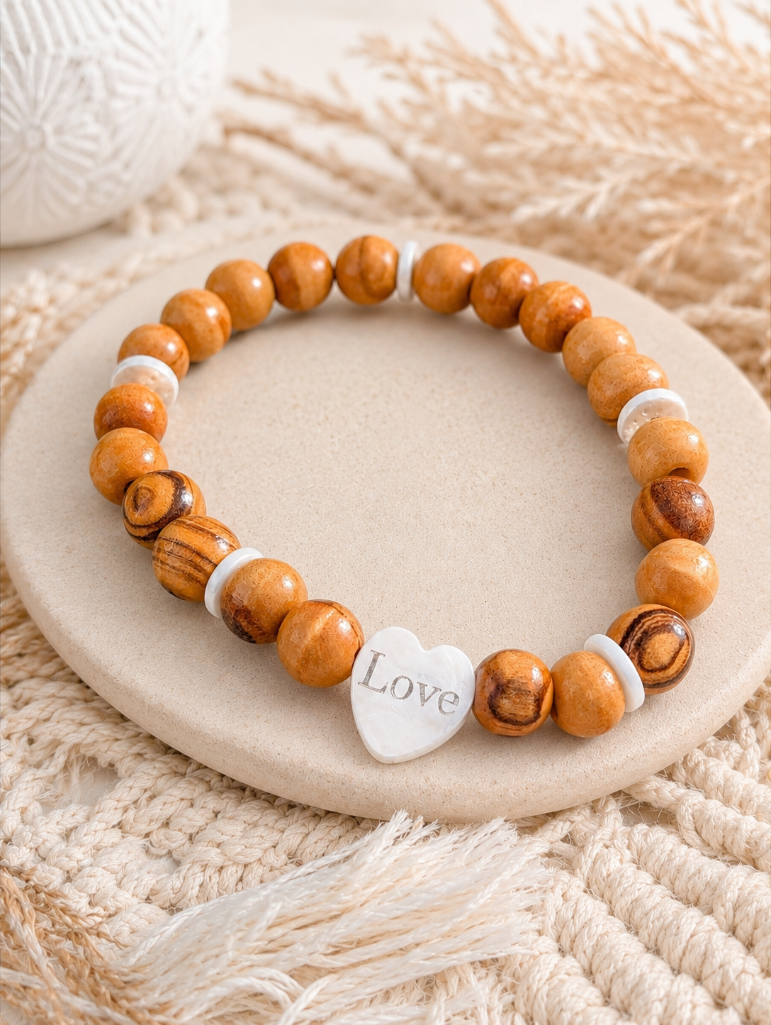Everlasting Love Jerusalem Olive Wood Bracelet | Gold Heart Christian Bracelet – Jeremiah 31:3