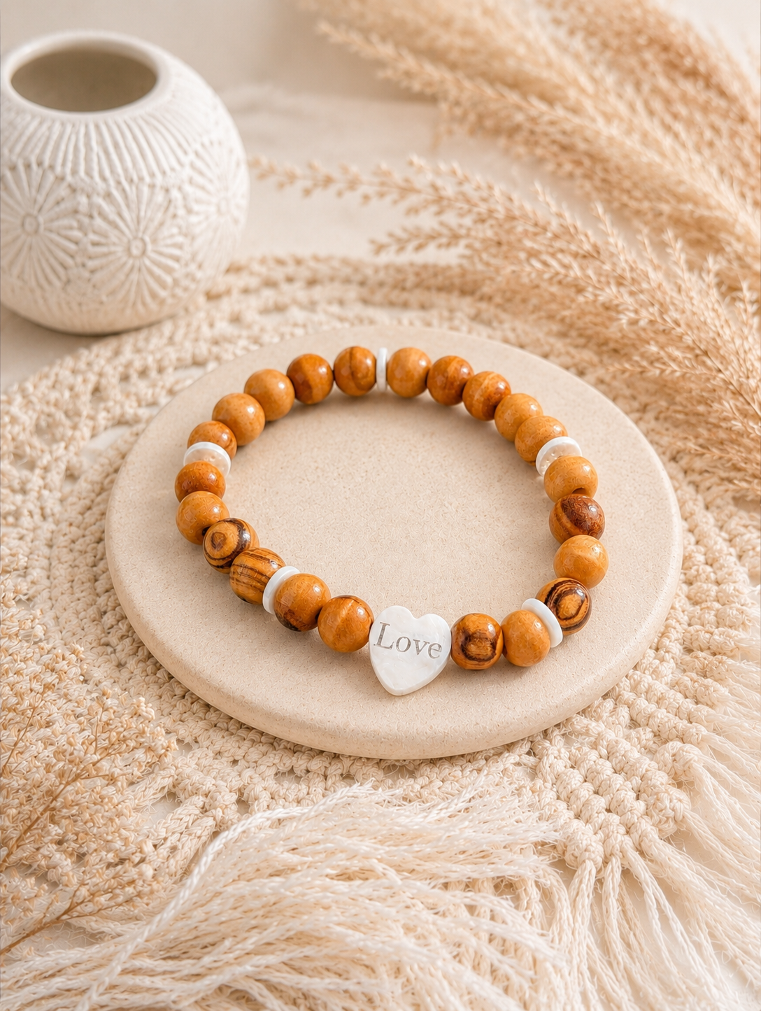 Everlasting Love Jerusalem Olive Wood Bracelet | Gold Heart Christian Bracelet – Jeremiah 31:3