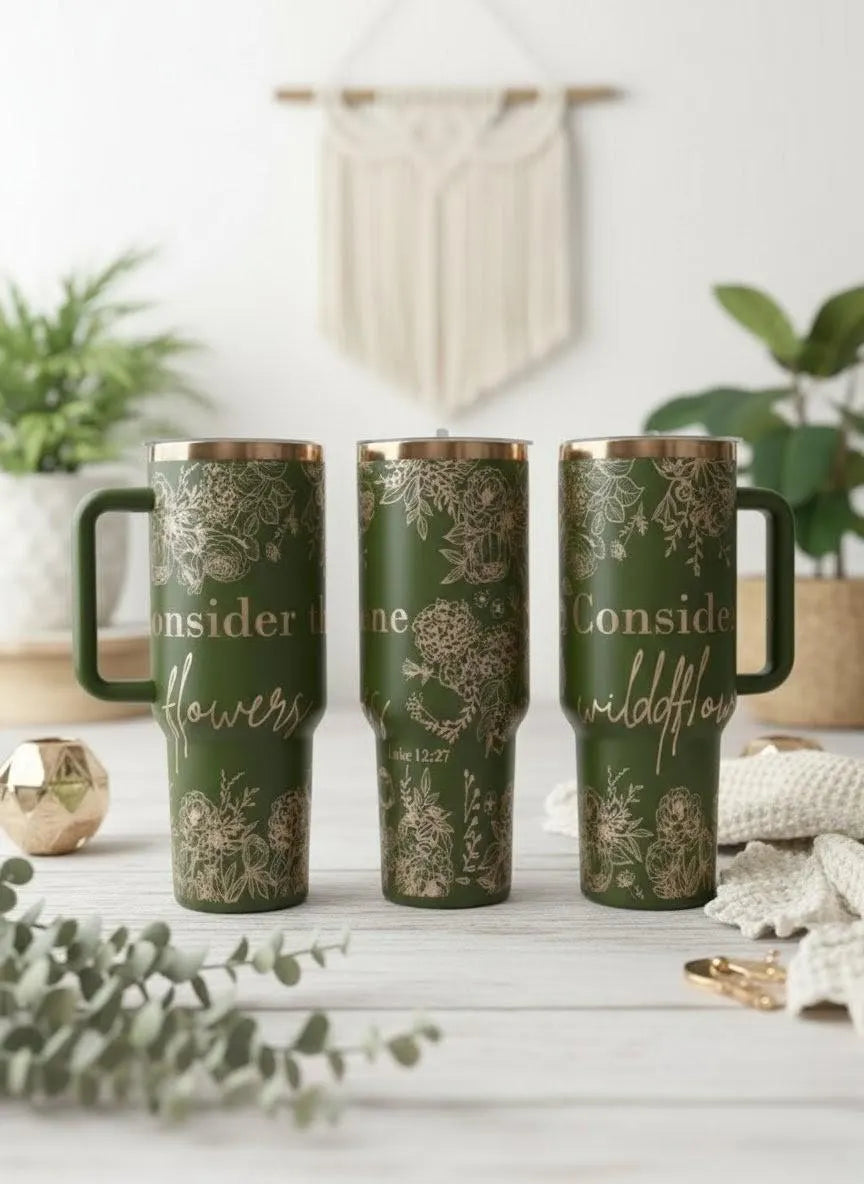 "Consider the Flowers" Laser Engraved Copper Tumbler