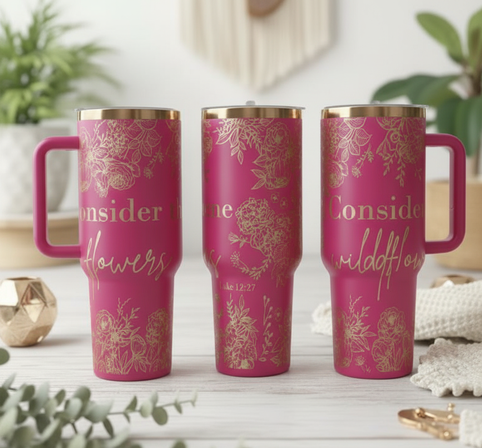"Consider the Flowers" Laser Engraved Copper Tumbler