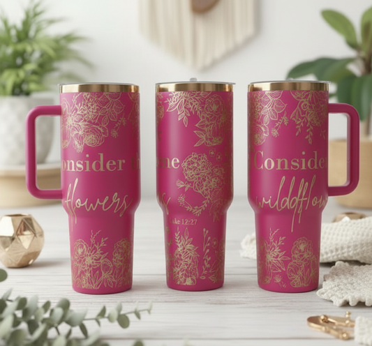 "Consider the Flowers" Laser Engraved Copper Tumbler