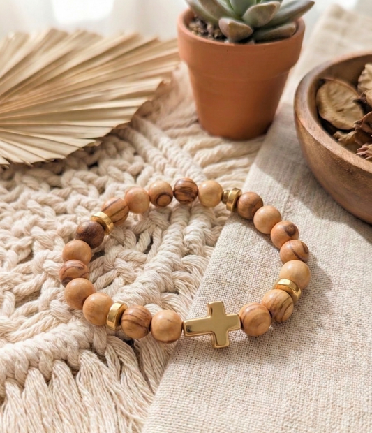 Israeli Olive Wood Gold bracelet