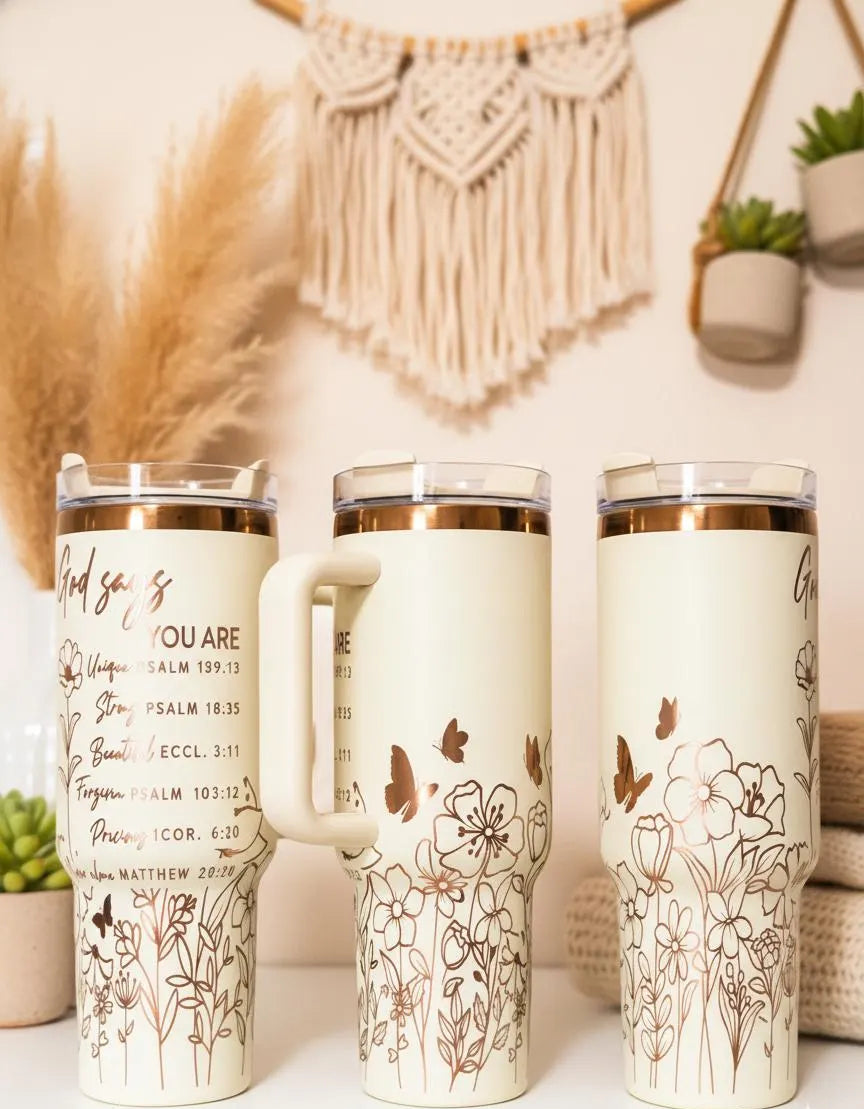 "God says you are" Laser Engraved Christian Tumbler