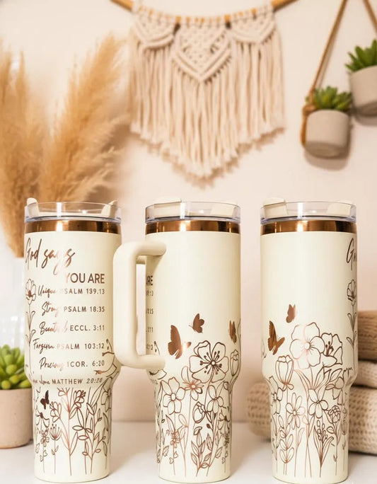 "God says you are" Laser Engraved Christian Tumbler