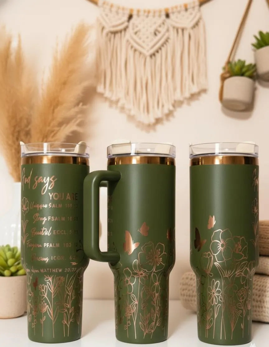 "God says you are" Laser Engraved Christian Tumbler