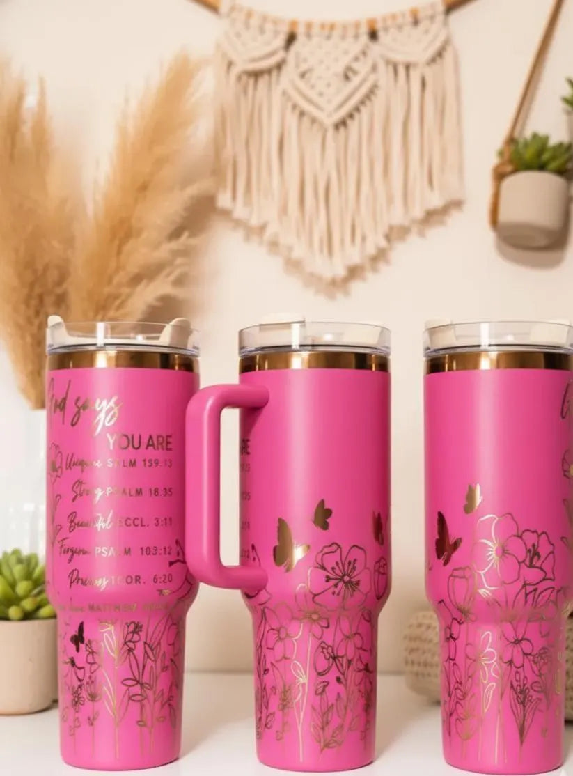"God says you are" Laser Engraved Christian Tumbler
