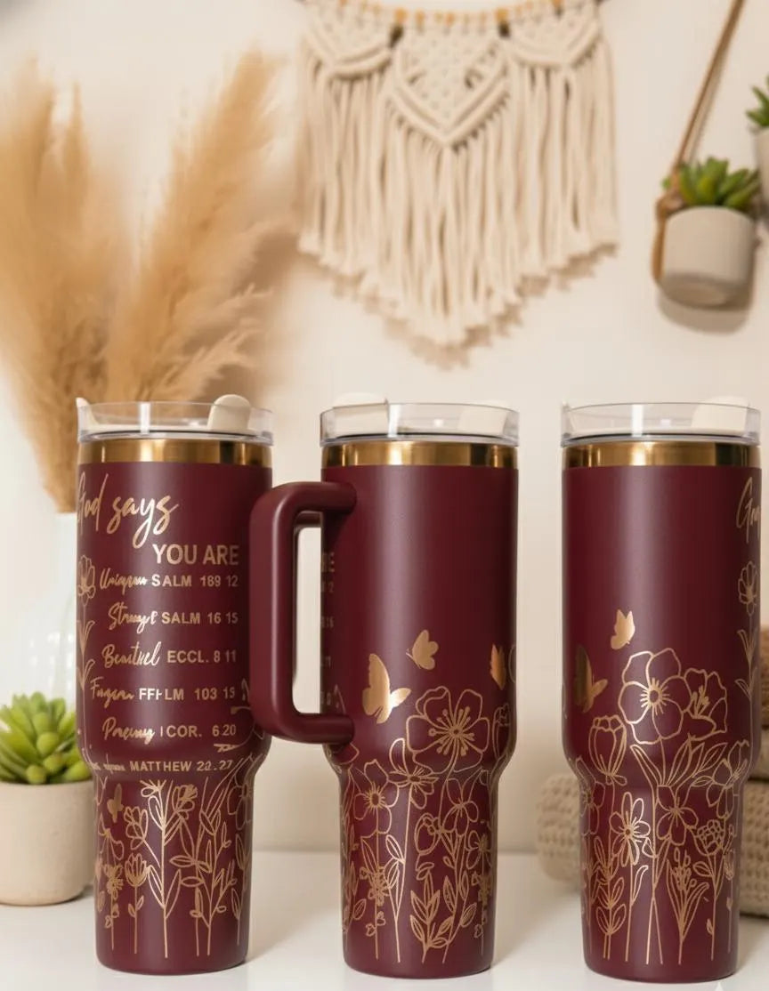 "God says you are" Laser Engraved Christian Tumbler