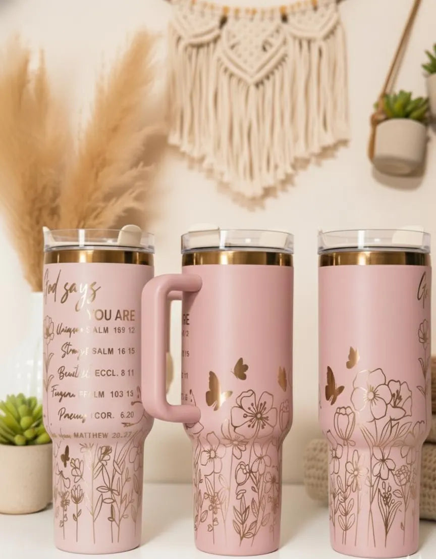 "God says you are" Laser Engraved Christian Tumbler