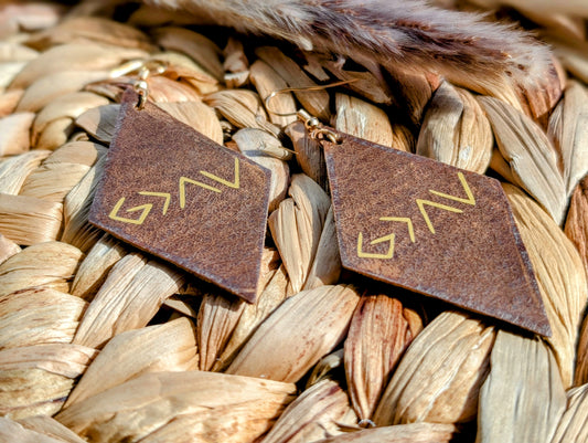 God is Greater Israeli Leather Earrings