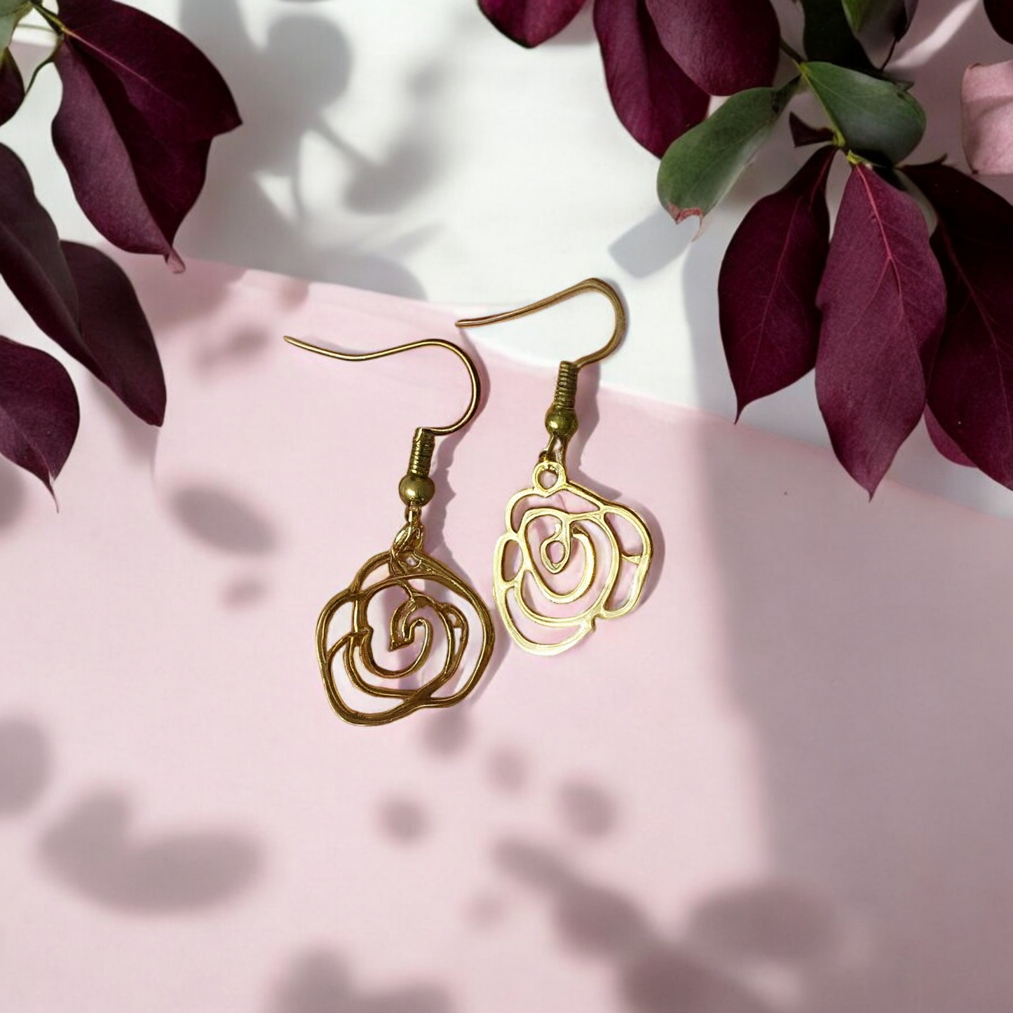 Gold Rose Earrings