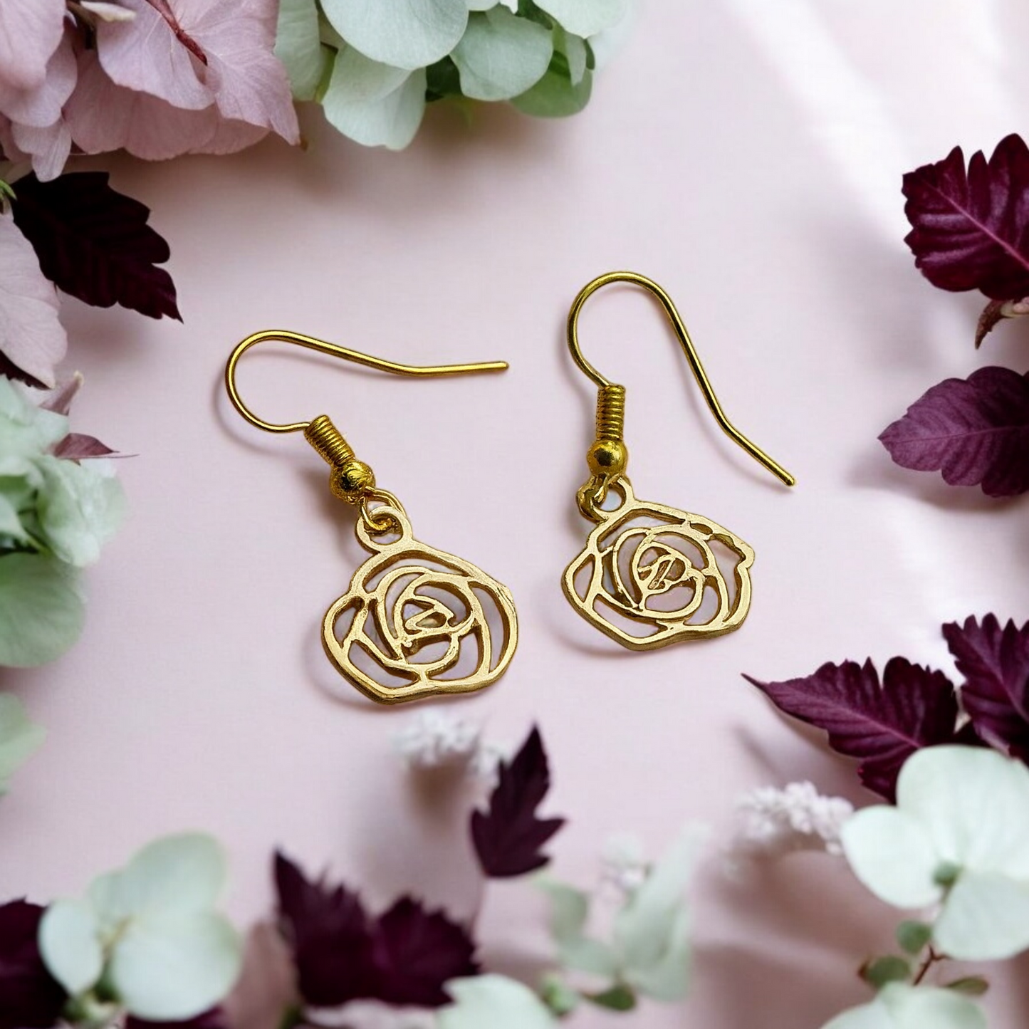 Gold Rose Earrings