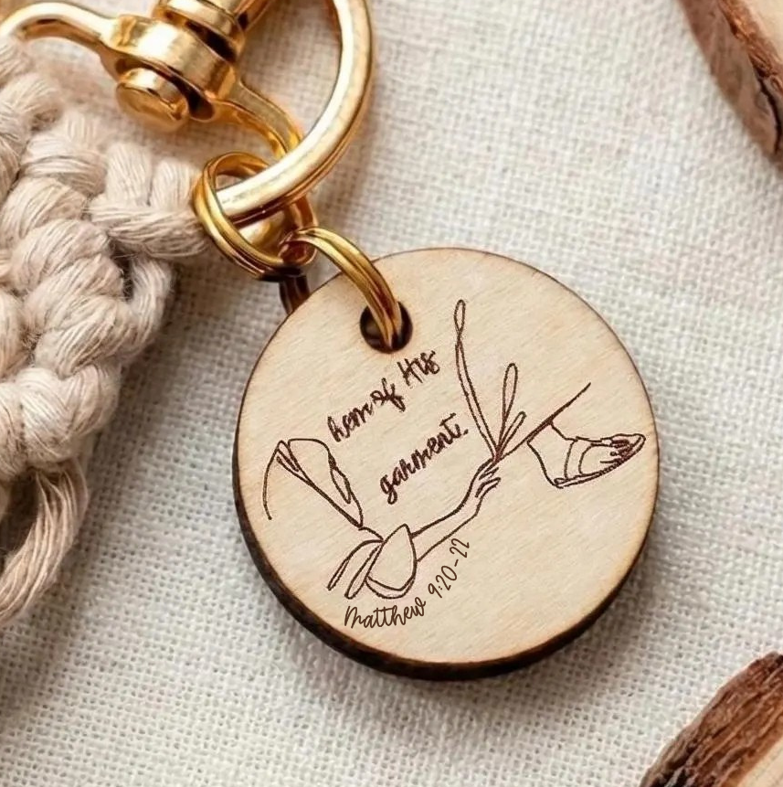 Hem of His Garment Macrame Keychain