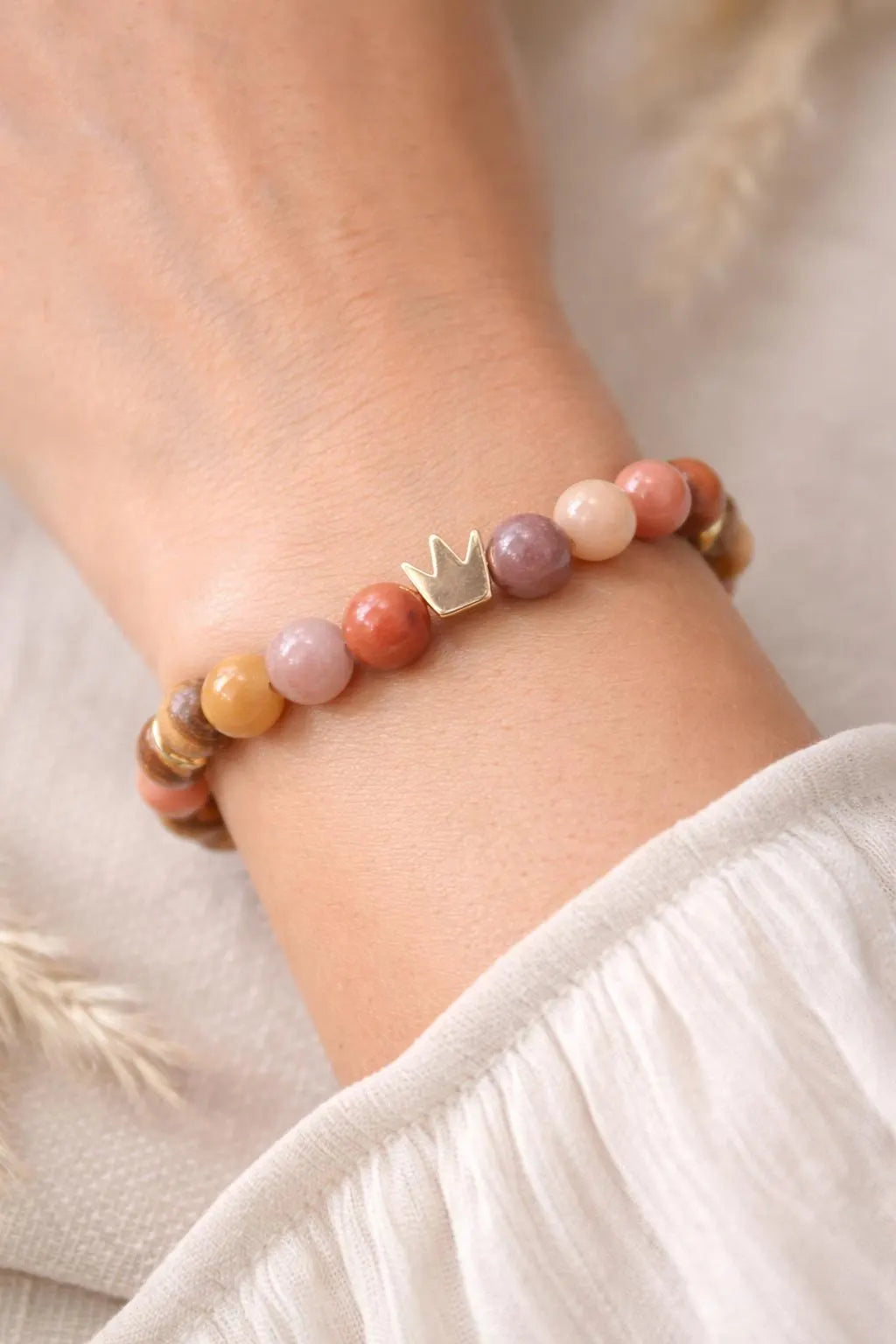 Daughter of the King gold crown Israeli Olive wood bracelet