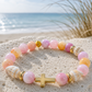 Pink & yellow Jade Hebrew Cone Seashell Christian Bracelet | Psalm 93 Collection