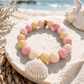 PInk & yellow Jade Natural stone with Seashell Christian bracelet