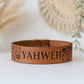Names of God Leather Engraved Cuff