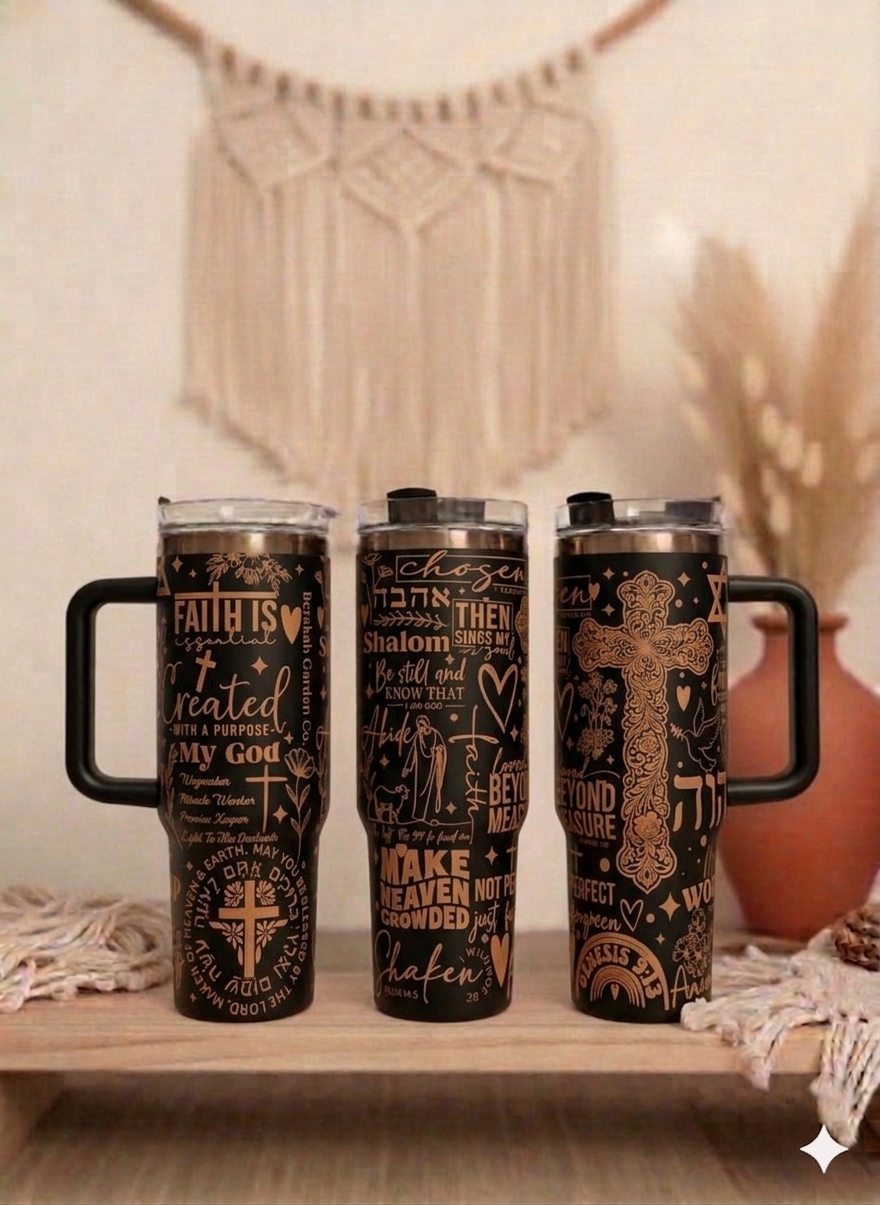 Christian women's Pray 40oz Gold Plated Cream Double walled Tumbler