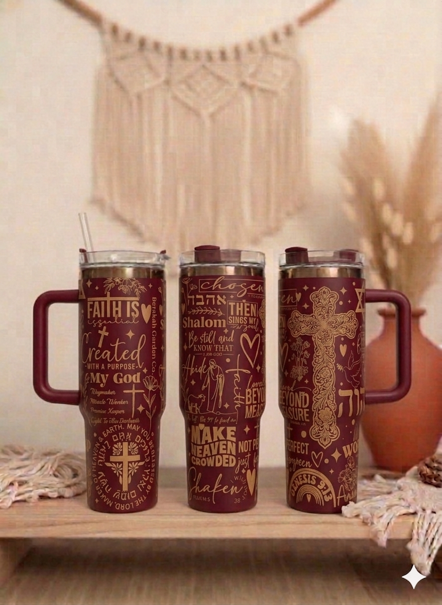 Christian women's Pray 40oz Gold Plated Cream Double walled Tumbler