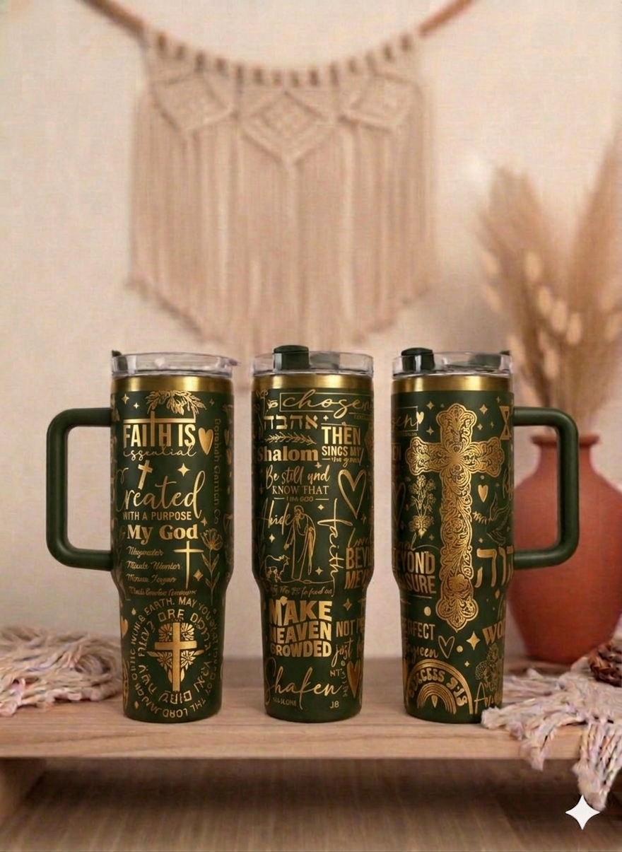 Christian women's Pray 40oz Gold Plated Cream Double walled Tumbler