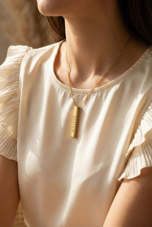 Shalom (peace) gold necklace