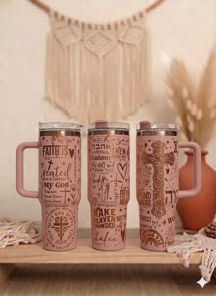 Christian women's Pray 40oz Gold Plated Cream Double walled Tumbler