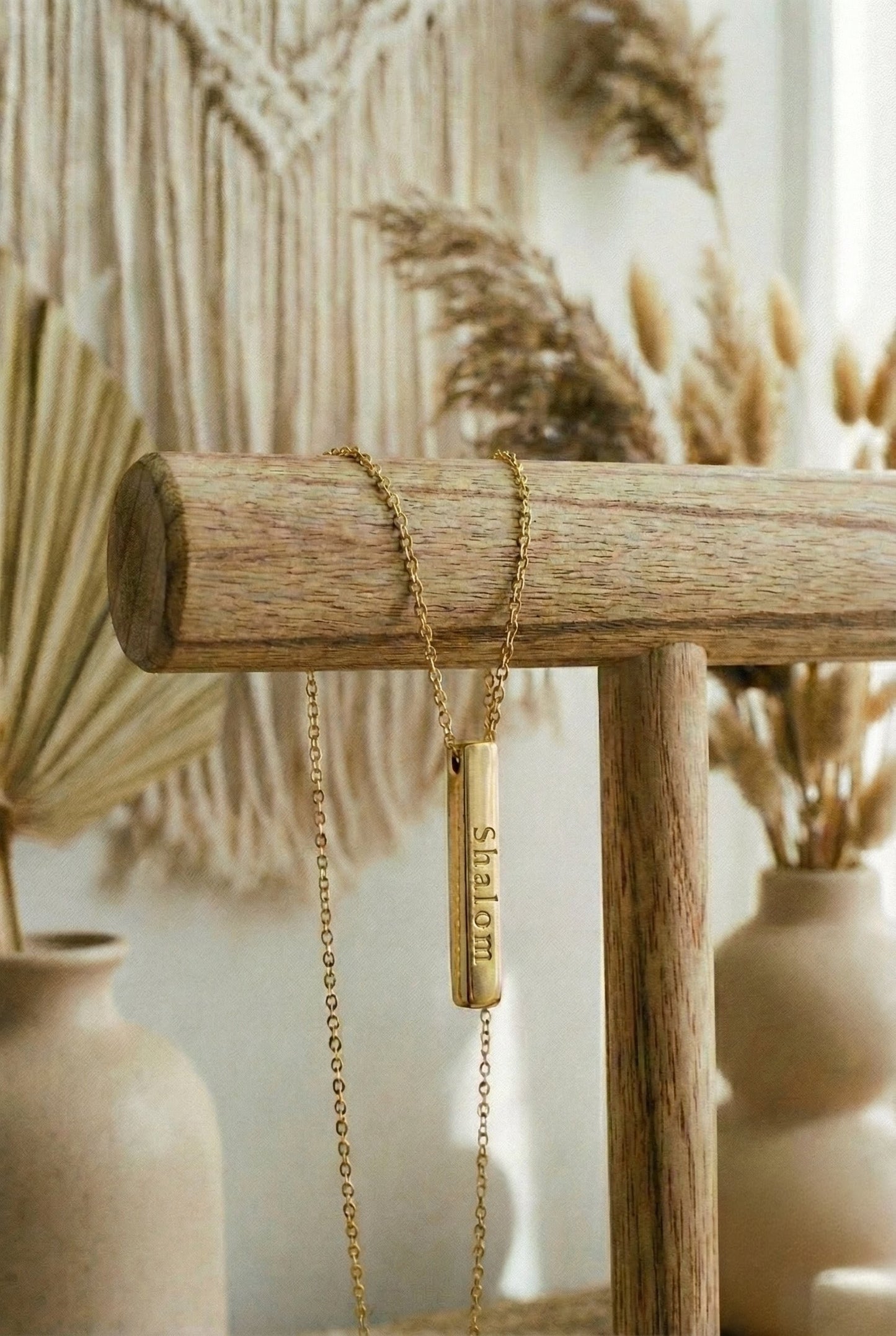 Shalom (peace) gold necklace