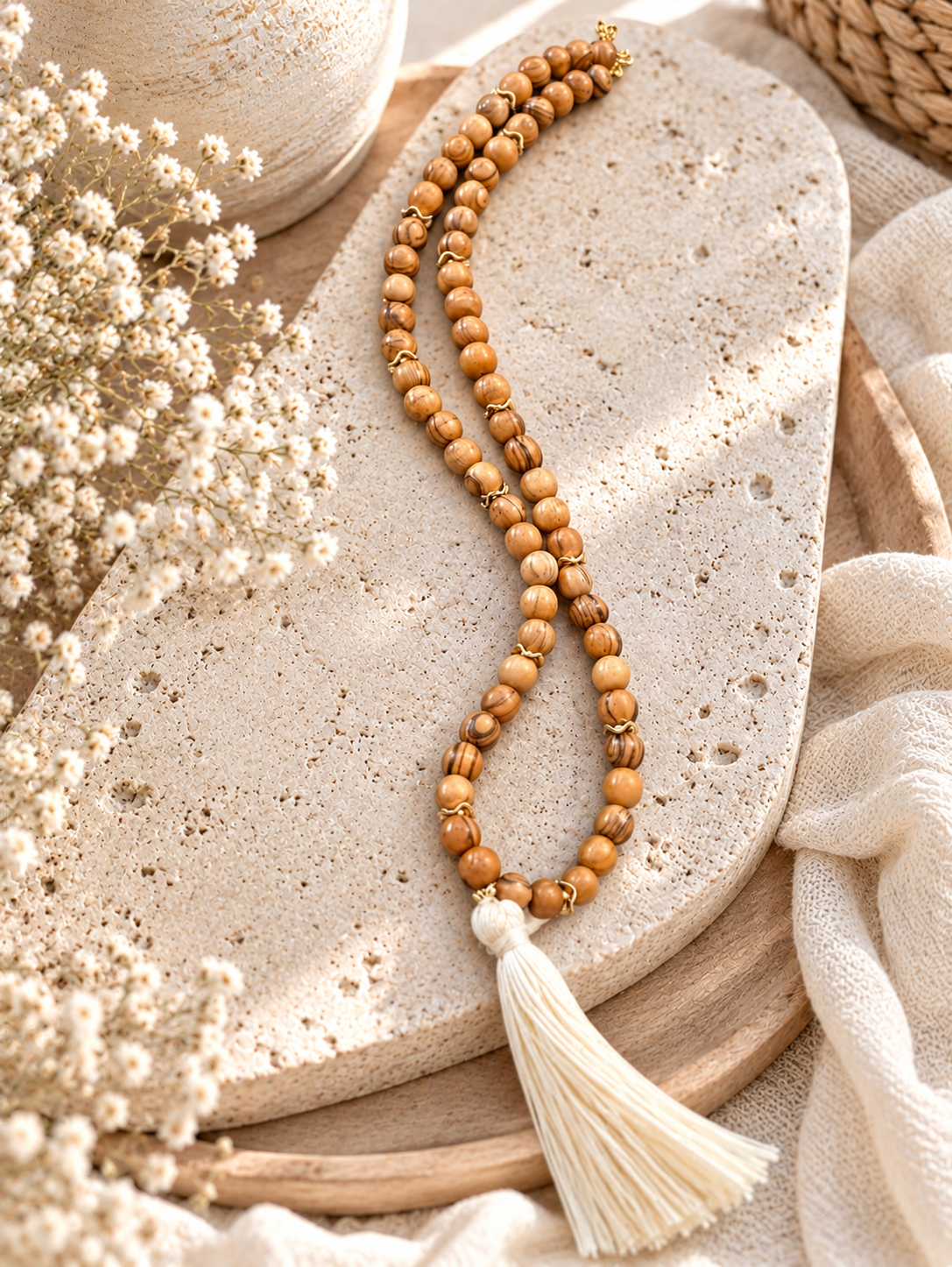 Long Olivewood w/Tassel Necklace