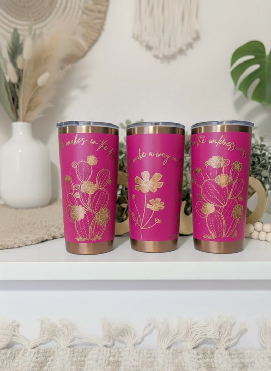 Christian Bible verse laser engraved Cactus 20 oz tumbler